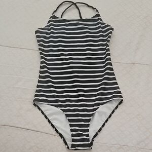H&M Black and White Striped Girls' One-Piece Swimsuit